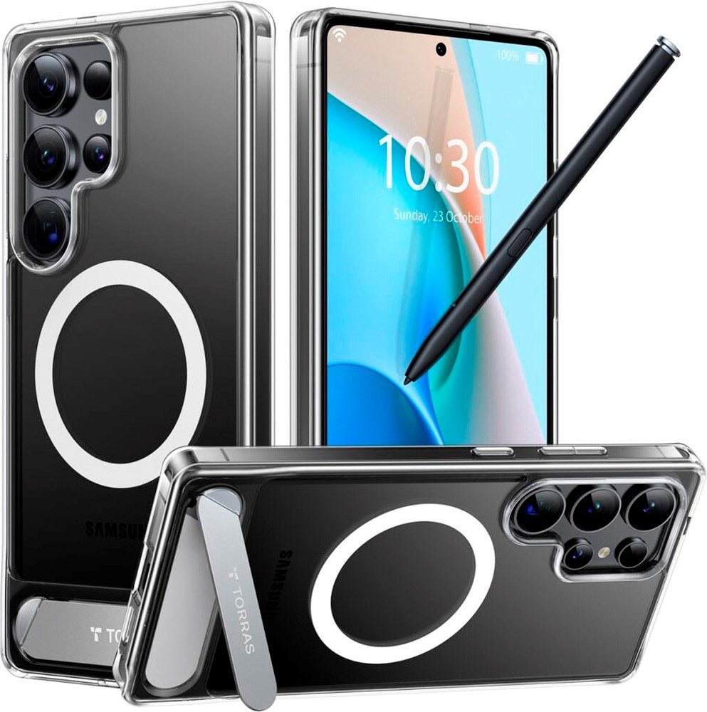TORRAS Samsung Galaxy S25 Ultra Hybrid Skal m. Ställfunktion - MagSafe Kompatibel - Genomskinlig