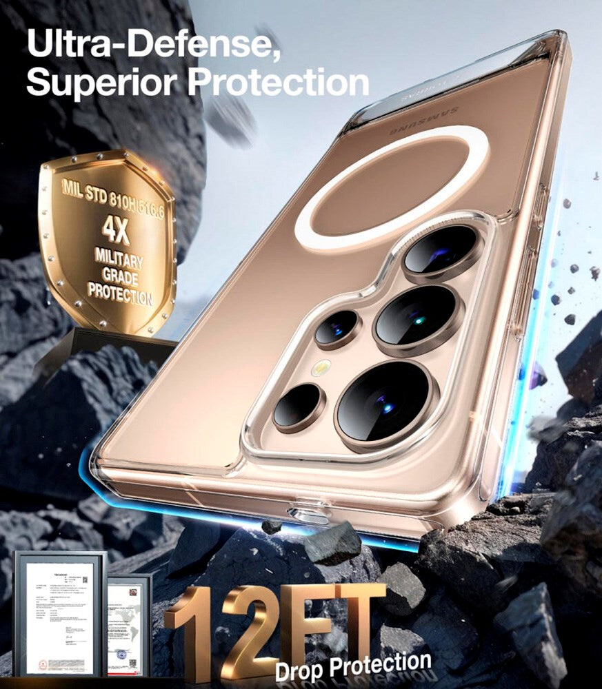 TORRAS Samsung Galaxy S25 Ultra Hybrid Skal m. Ställfunktion - MagSafe Kompatibel - Genomskinlig