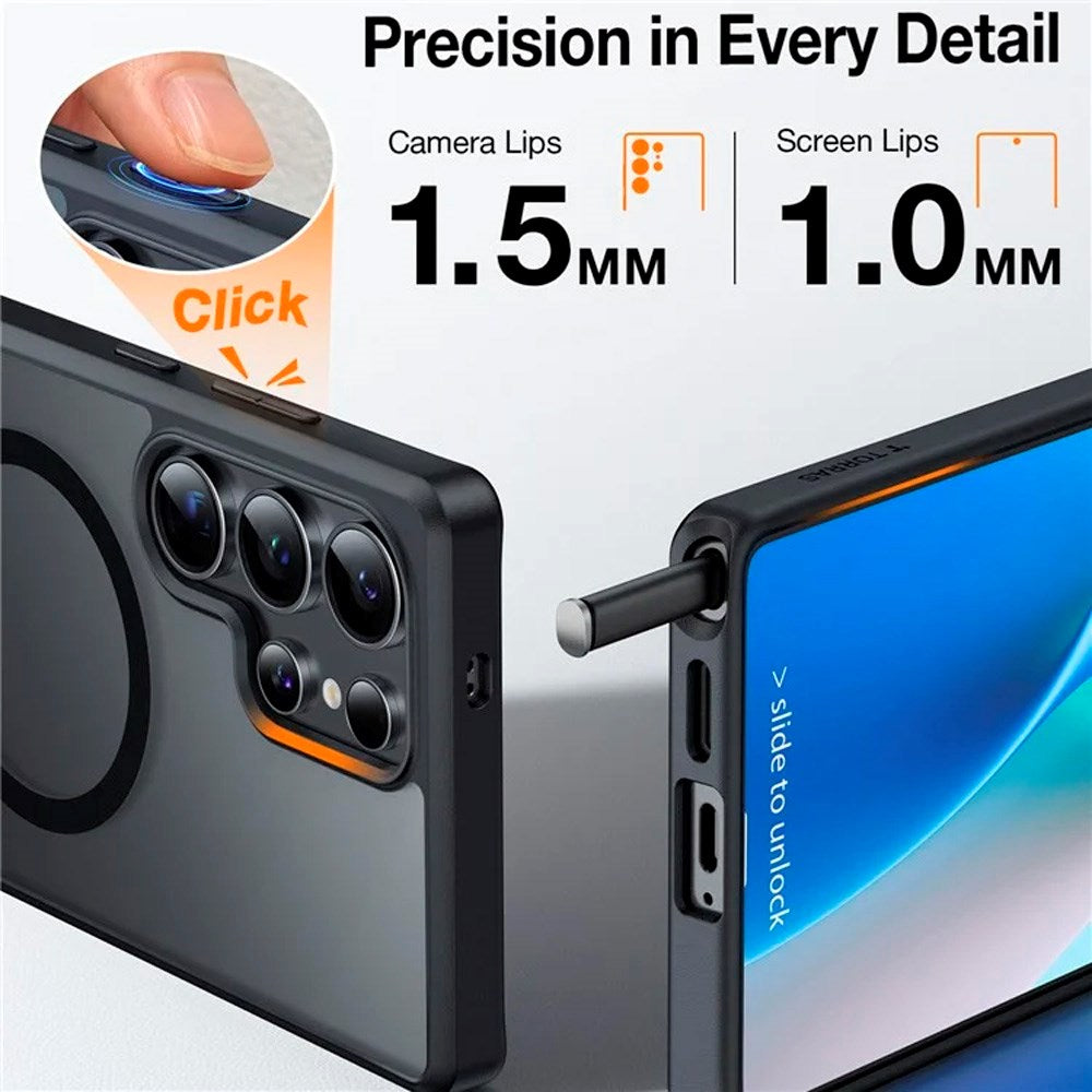 TORRAS Samsung Galaxy S25 Ultra Hybrid Skal m. Ställfunktion - MagSafe Kompatibelt - Svart