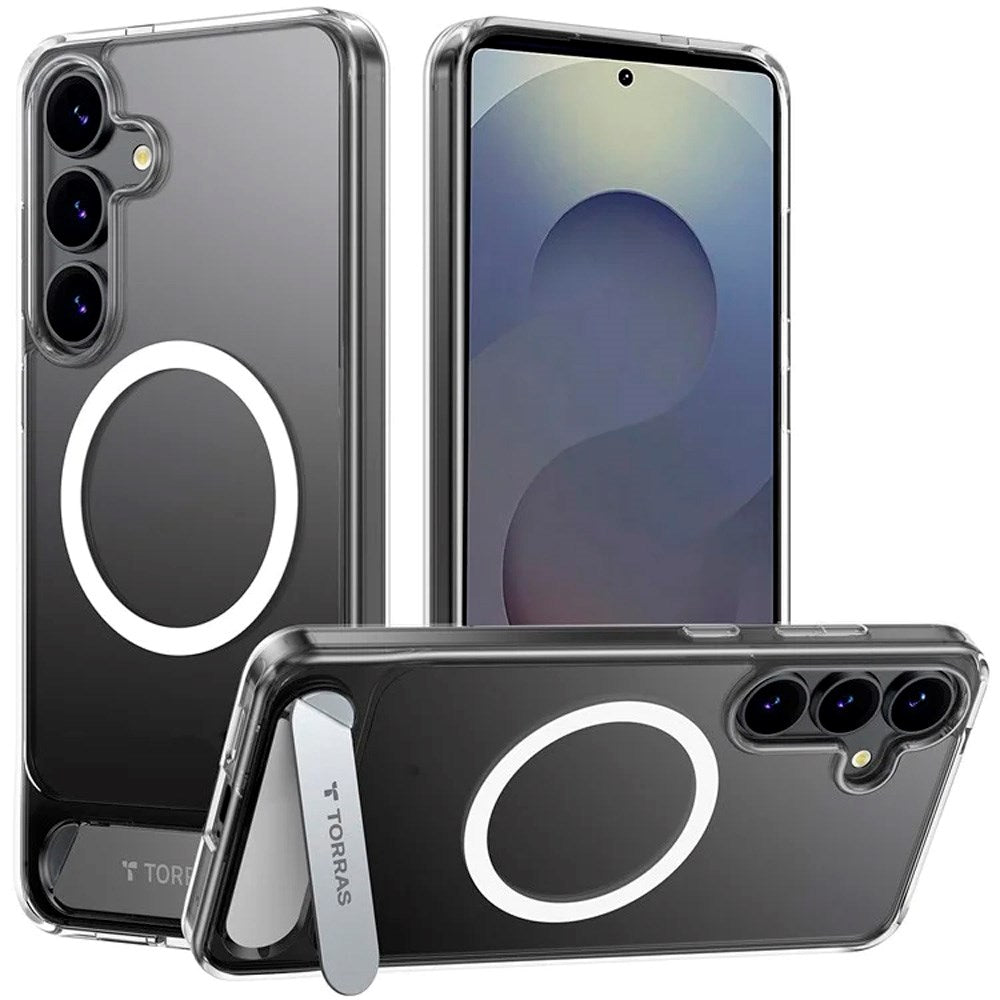 TORRAS Samsung Galaxy S25+ (Plus) Hybrid Skal m. Ställfunktion - MagSafe Kompatibel - Genomskinlig