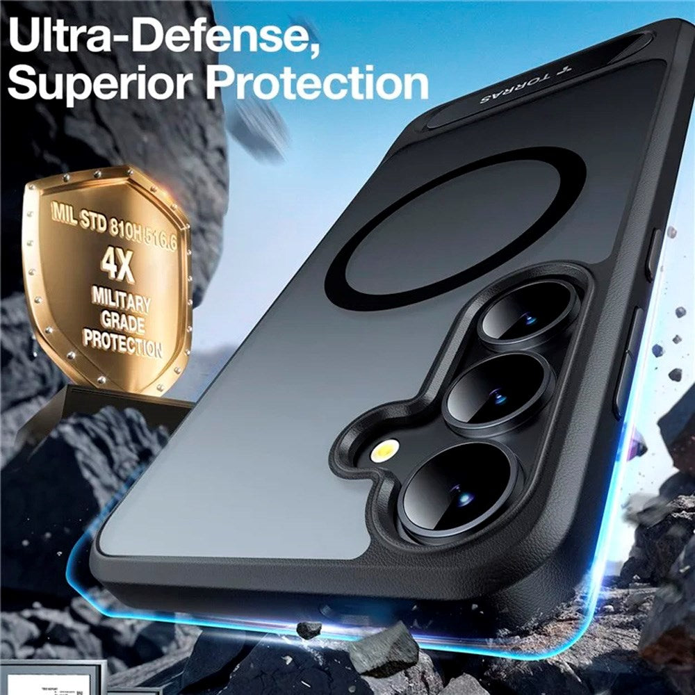 TORRAS Samsung Galaxy S25 Hybrid Skal m. Ställfunktion - MagSafe Kompatibel - Svart