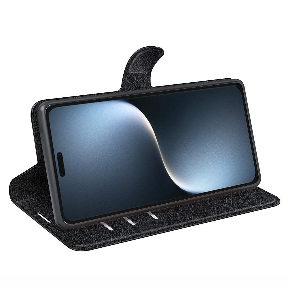 EIDERWOOD Honor Magic7 Pro Konstläder Flip Fodral m. Korthållare & Ställfunktion - Svart