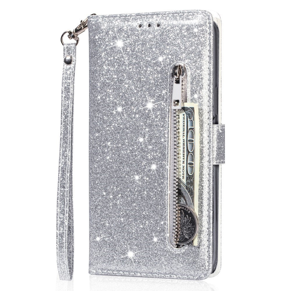 EIDERWOOD Samsung Galaxy A56 (5G) Glitter Flip Fodral m. Glidlåsficka & Ställfunktion - Silver