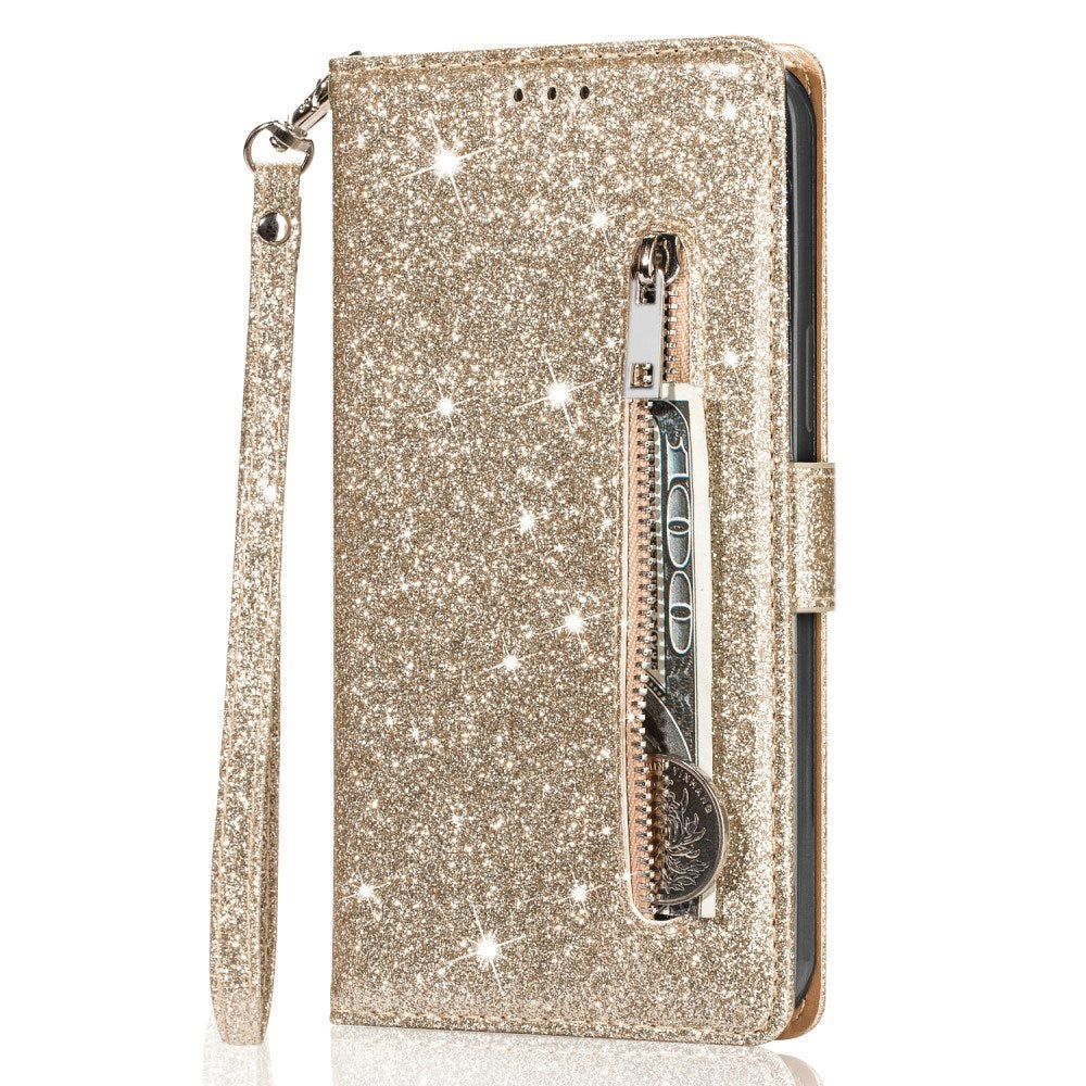 EIDERWOOD Samsung Galaxy A56 (5G) Glitter Flip Fodral m. Glidlåsficka & Ställfunktion - Guld