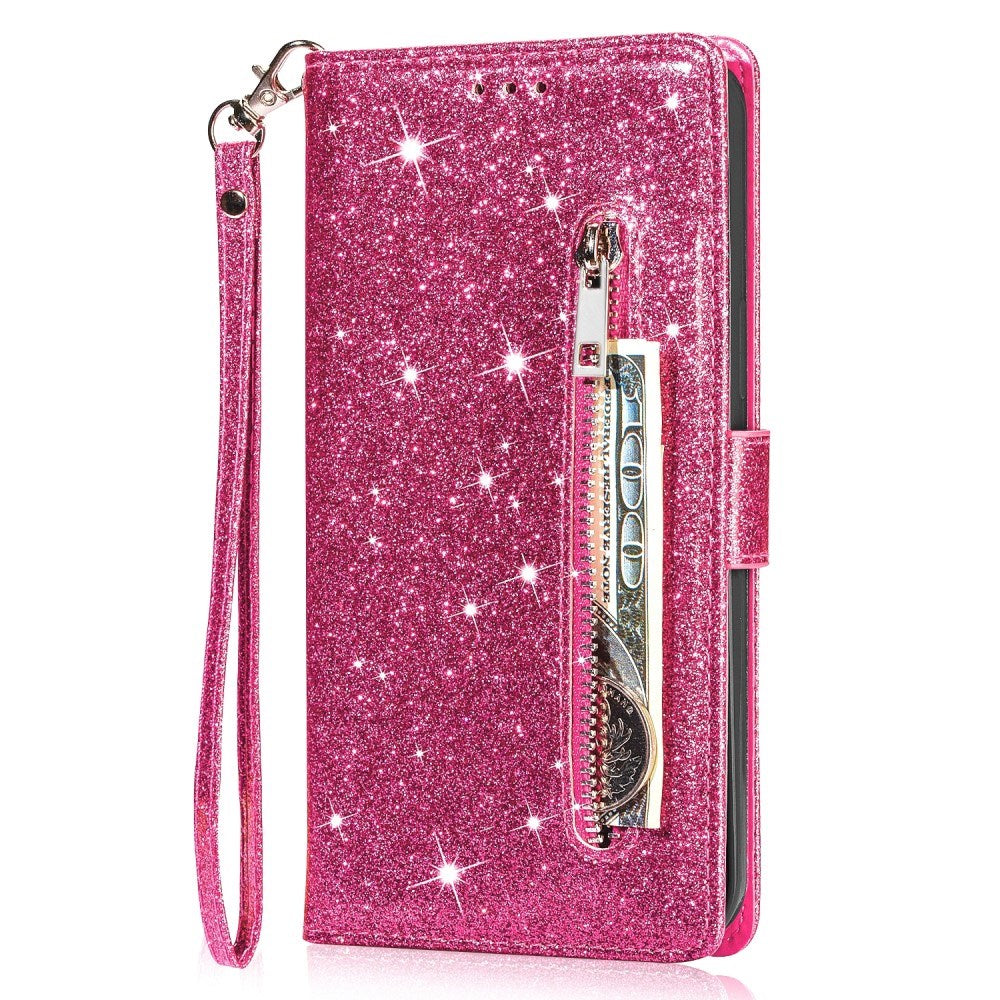 EIDERWOOD Samsung Galaxy A56 (5G) Glitter Flip Fodral m. Glidlåsficka & Ställfunktion - Pink
