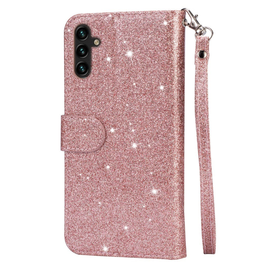 EIDERWOOD Samsung Galaxy A56 (5G) Glitter Flip Fodral m. Glidlåsficka & Ställfunktion - Rosa