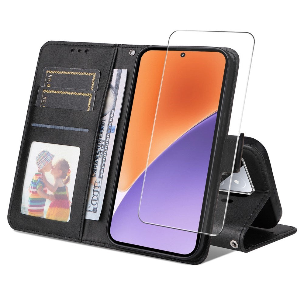 EIDERWOOD Xiaomi 15 Konstläder Fodral med Rem & Skärmskydd - Svart