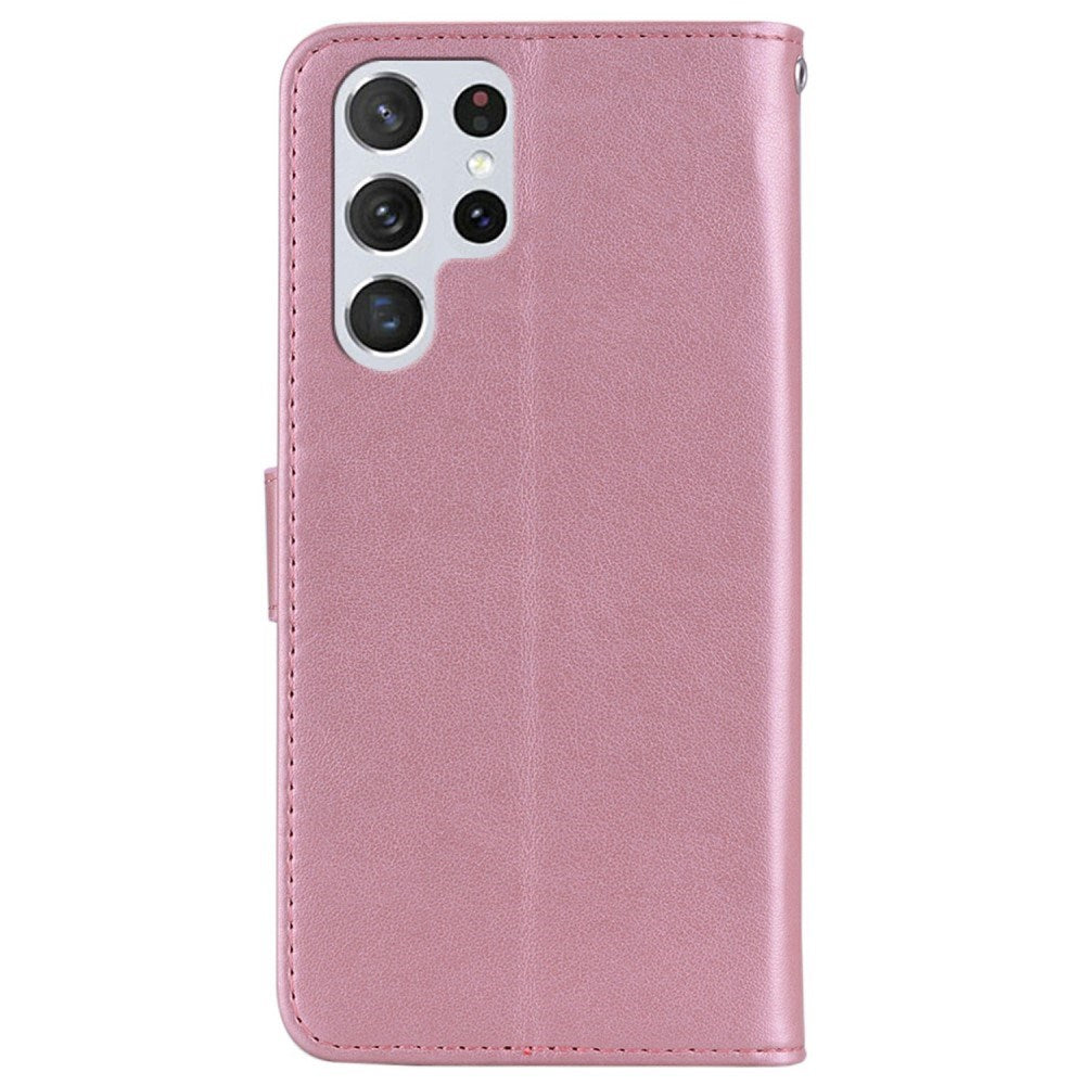 EIDERWOOD Samsung Galaxy S25 Ultra Konstläder Flip Fodral m. Ugglemotiv - Rosa