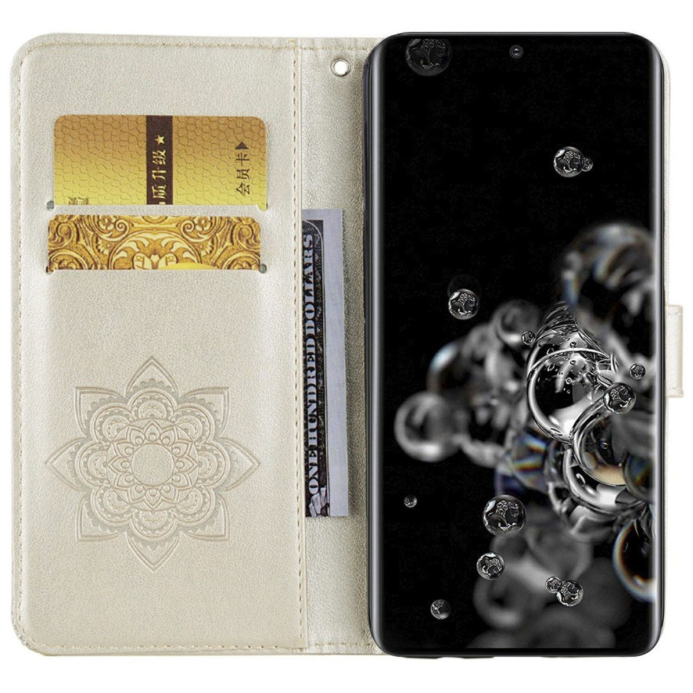 EIDERWOOD Samsung Galaxy S25 Ultra Konstläder Flip Fodral m. Ugglemotiv - Guld