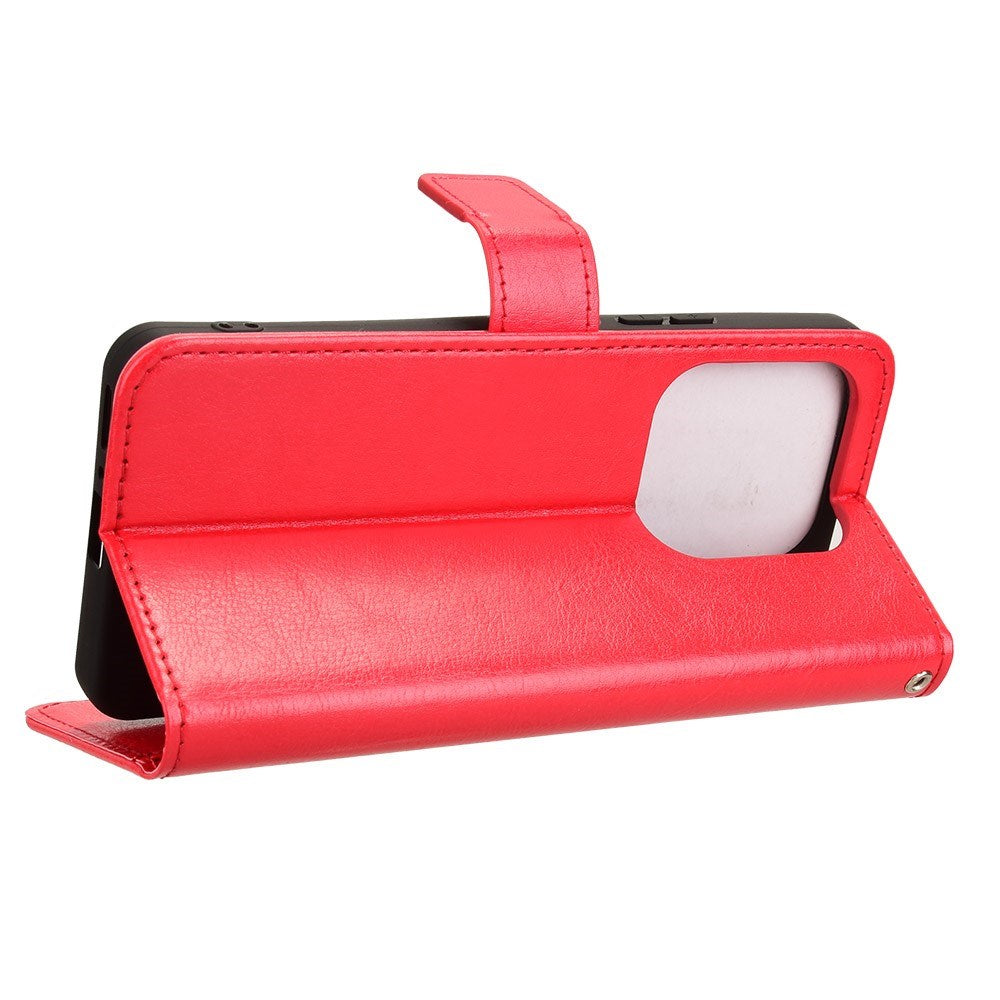 EIDERWOOD Xiaomi Redmi Note 14 (5G) Konstläder Flip Fodral m. Rem - Röd