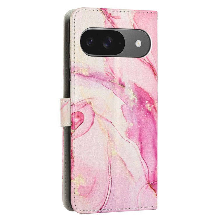 EIDERWOOD Google Pixel 10 / 10 Pro / 9 / 9 Pro Marmor Konstläder Flip Fodral m. Rem - Rose Gold