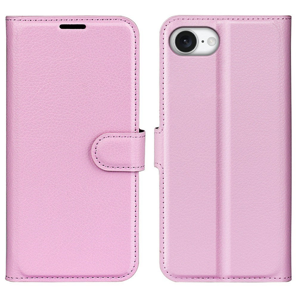 EIDERWOOD iPhone 16e Konstläder Flip Fodral m. Korthållare & Ställfunktion - Rosa