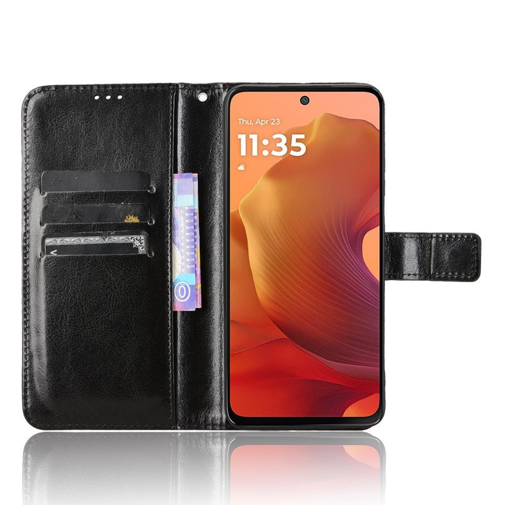 EIDERWOOD Motorola Moto G15 / G15 Power Konstläder Flip Fodral m. Rem - Svart