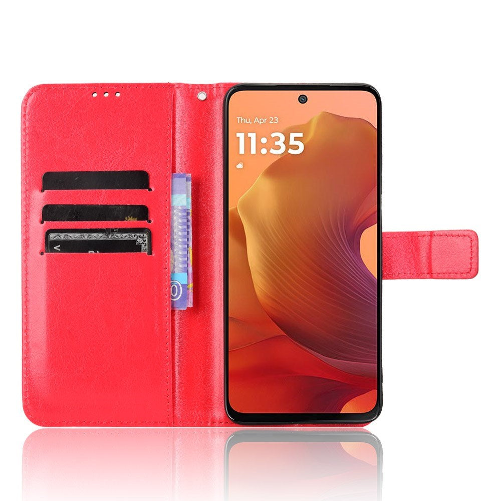 EIDERWOOD Motorola Moto G15 / G15 Power Konstläder Flip Fodral m. Rem - Röd