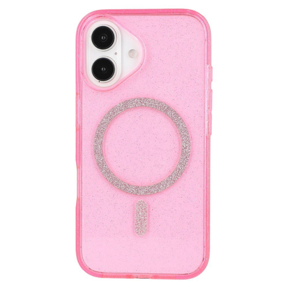 EIDERWOOD iPhone 16 Plus Plast Glitter Skal - MagSafe Kompatibelt - Rosa