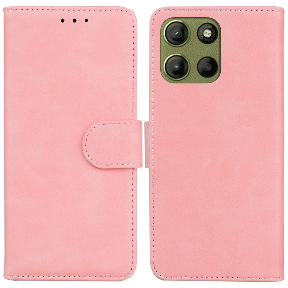 EIDERWOOD Motorola Moto G15 Konstläder Flip Fodral m. Korthållare & Ställfunktion - Rosa