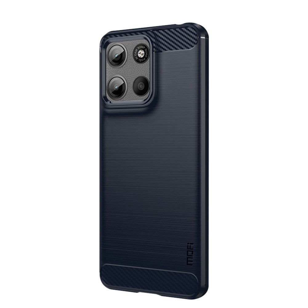 Motorola Moto G15 MOFI Brushed Carbon Fiber Flexibelt Plast Skal - Blå