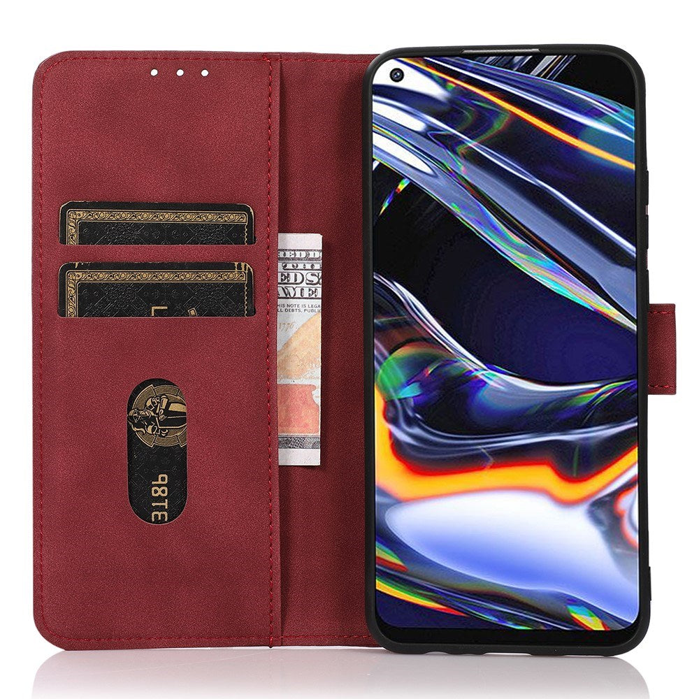 Xiaomi Redmi Note 14 (5G) KHAZNEH Konstläder Flip Fodral m. Korthållare & Ställfunktion - Röd