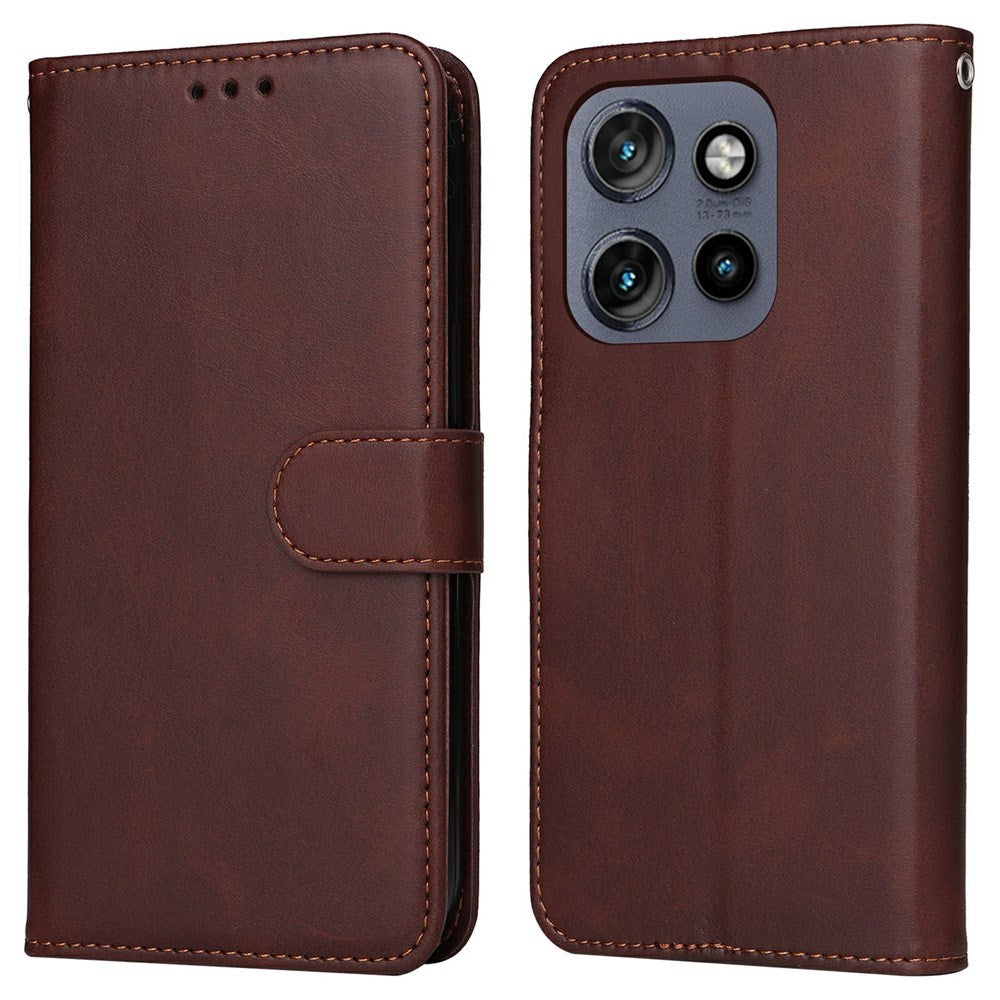 Motorola Edge 60 Neo / 50 Neo / ThinkPhone 25 EIDERWOOD Konstläder Fodral med Rem - Brun
