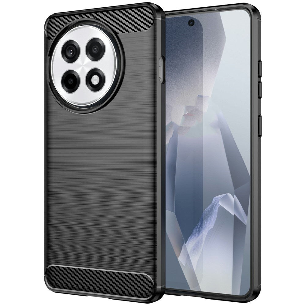 EIDERWOOD OnePlus 13R Brushed Carbon Fiber Flexibel Plast Skal - Svart