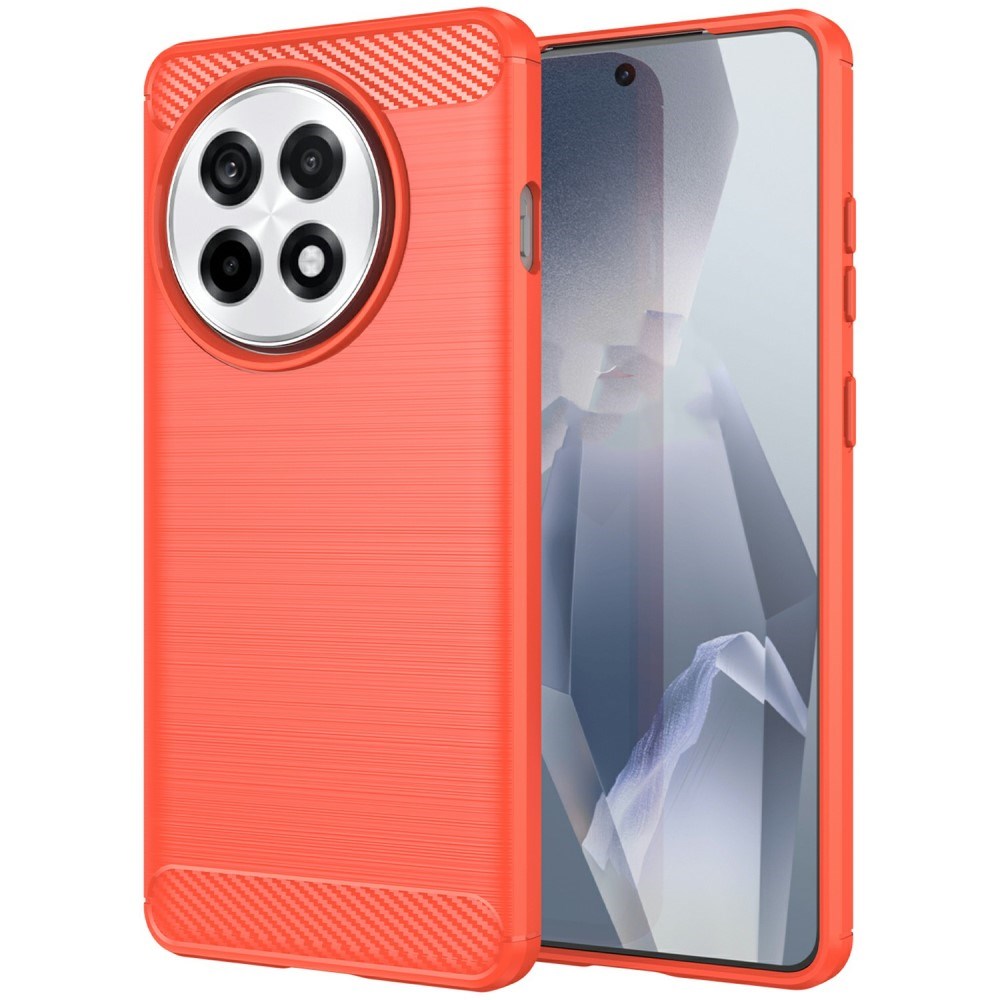 EIDERWOOD OnePlus 13R Brushed Carbon Fiber Flexibel Plast Skal - Röd