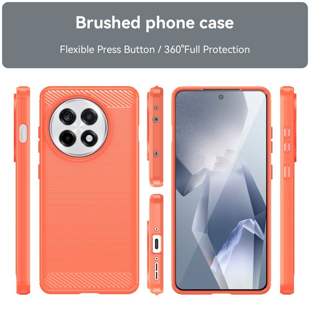 EIDERWOOD OnePlus 13R Brushed Carbon Fiber Flexibel Plast Skal - Röd