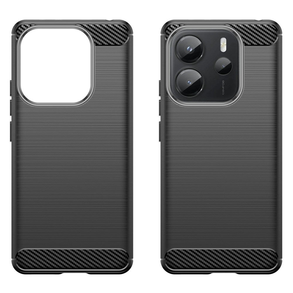 EIDERWOOD Xiaomi Redmi Note 14 (4G) Brushed Carbon Fiber Flexibelt Plast Skal - Svart