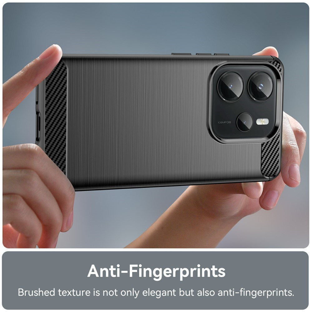 EIDERWOOD Xiaomi Redmi Note 14 (4G) Brushed Carbon Fiber Flexibelt Plast Skal - Svart