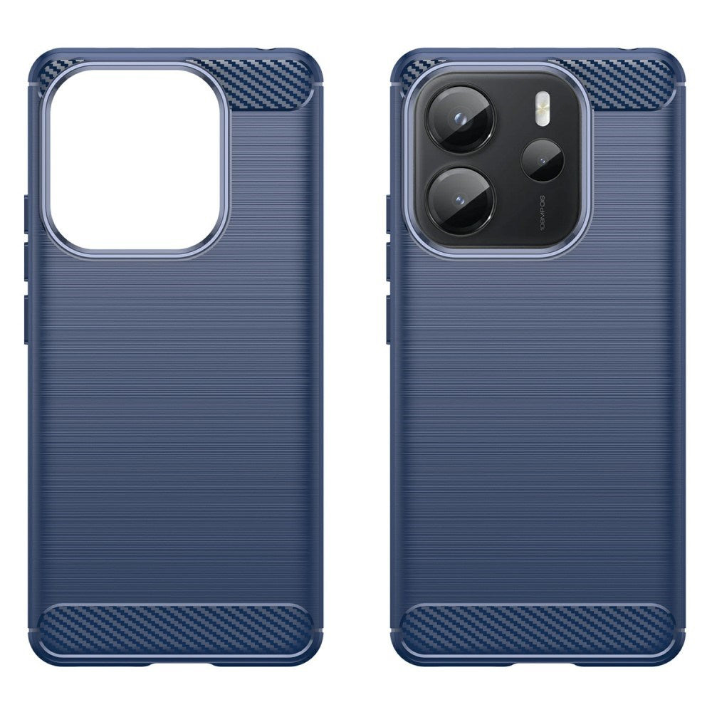 EIDERWOOD Xiaomi Redmi Note 14 (4G) Brushed Carbon Fiber Flexibelt Plast Skal - Blå