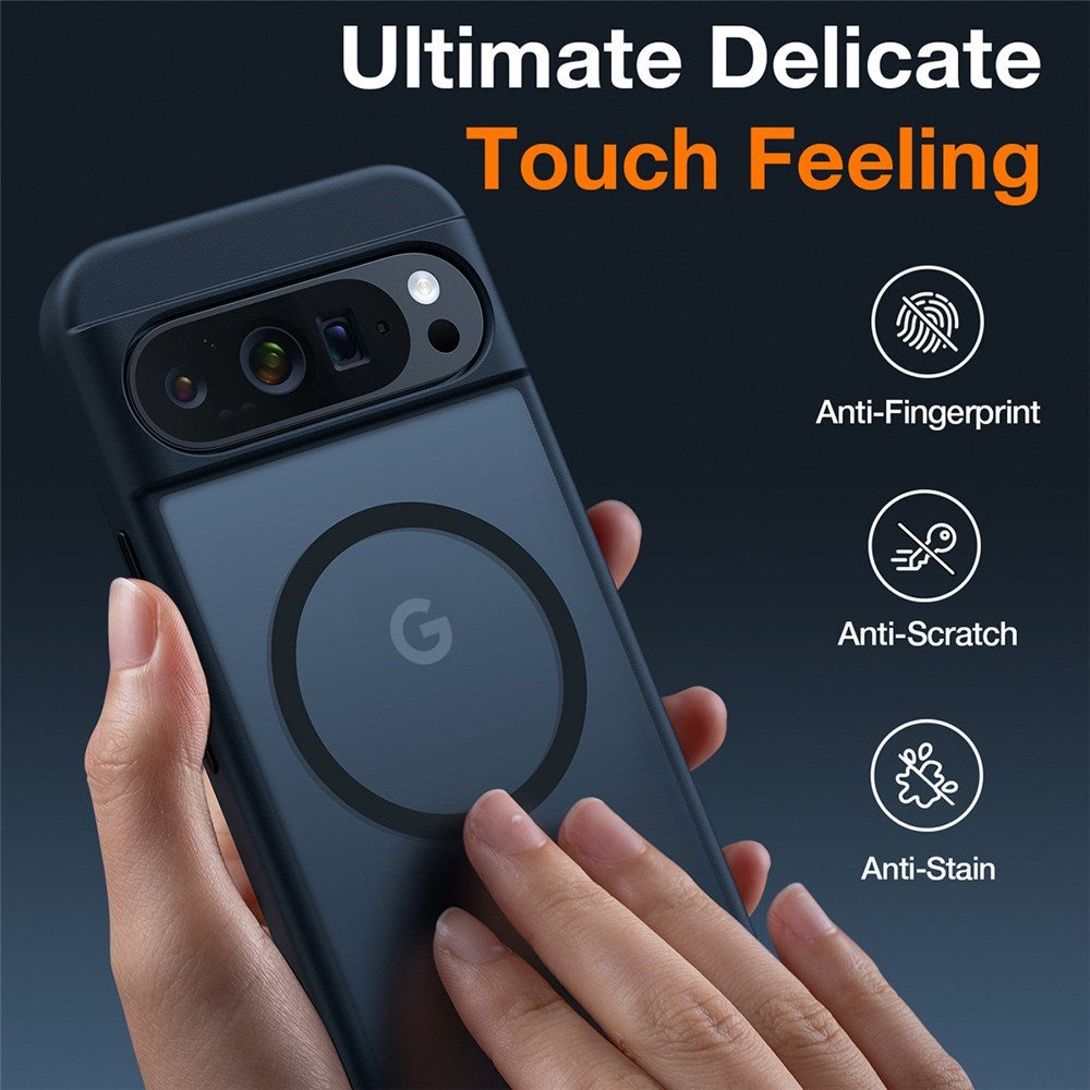 Google Pixel 9 Pro XL TORRAS Mat Skal - MagSafe Kompatibel - Genomskinlig / Mörk Blå