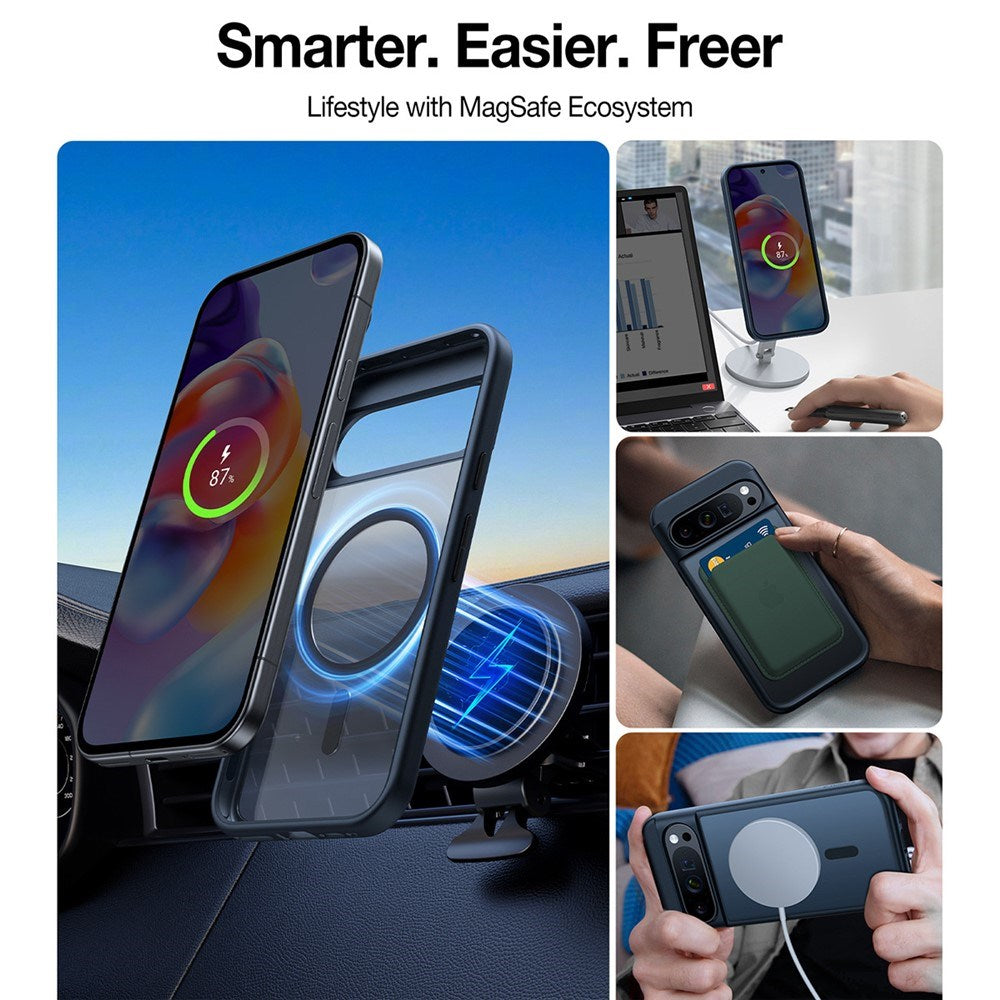 Google Pixel 9 Pro XL TORRAS Mat Skal - MagSafe Kompatibel - Genomskinlig / Mörk Blå