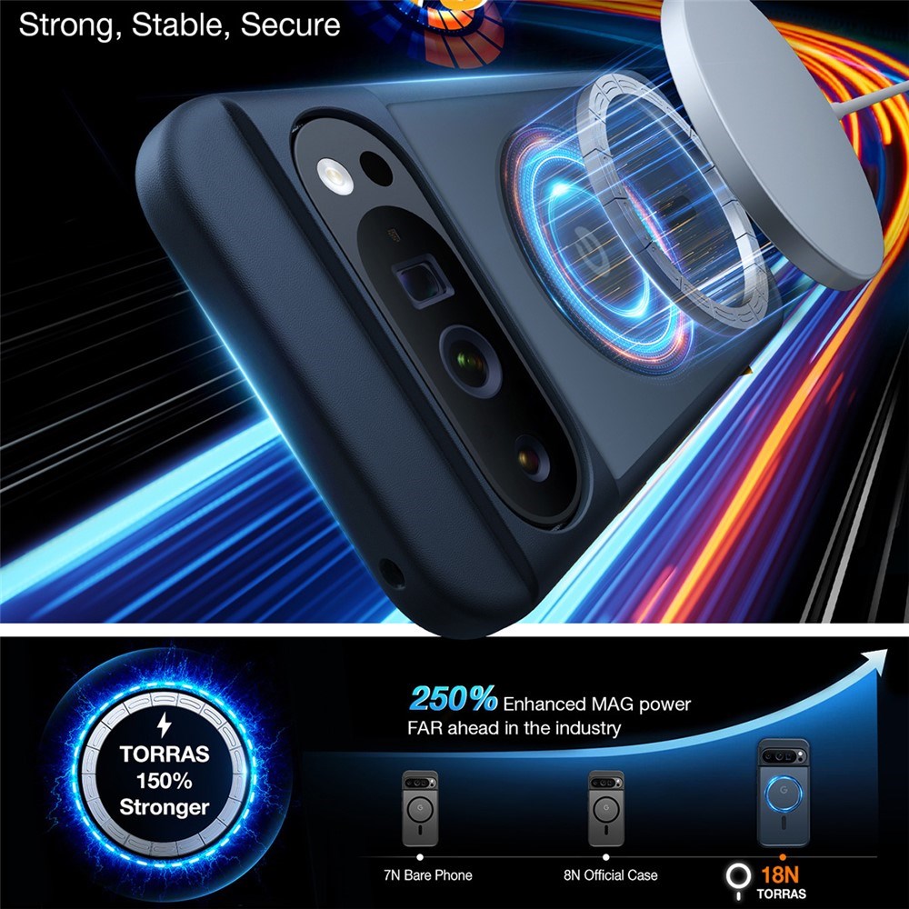 Google Pixel 9 Pro XL TORRAS Mat Skal - MagSafe Kompatibel - Genomskinlig / Mörk Blå