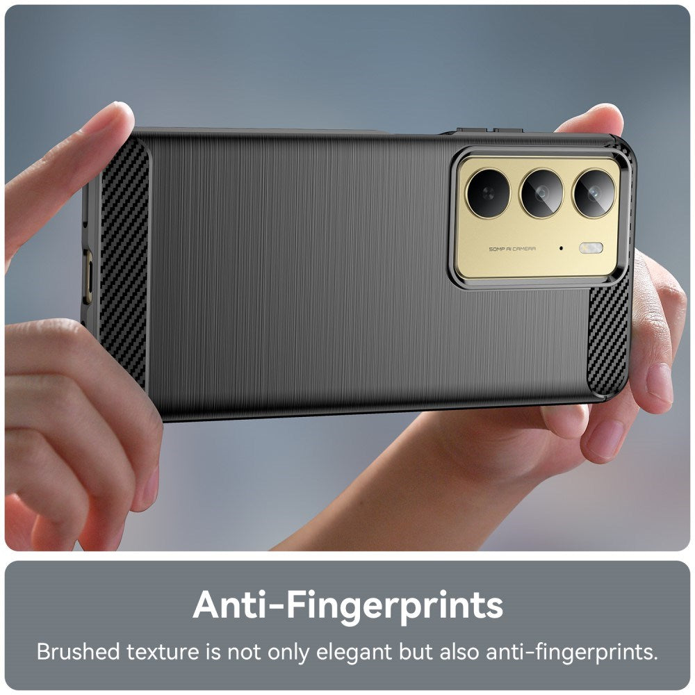 EIDERWOOD Realme C75 Brushed Carbon Fiber Flexibelt Plast Skal - Svart