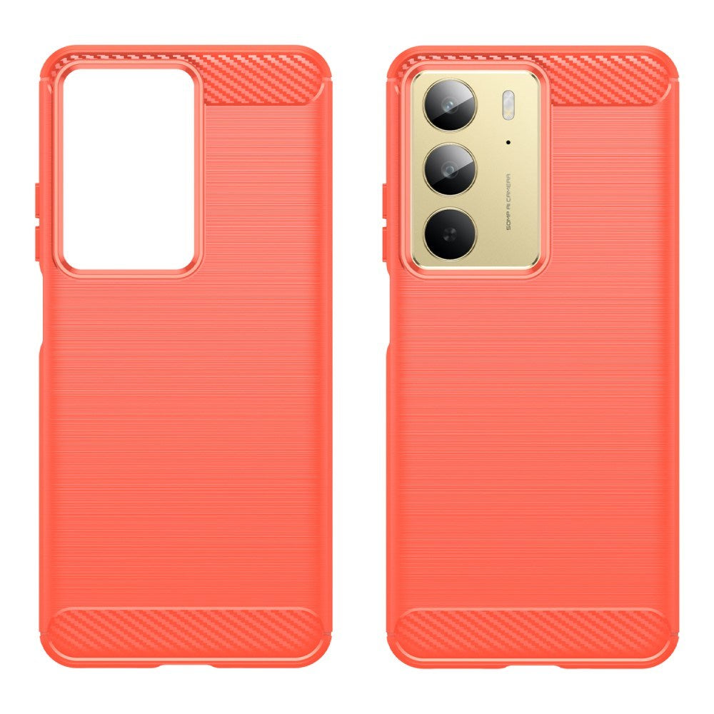 EIDERWOOD Realme C75 Brushed Carbon Fiber Flexibelt Plast Skal - Röd