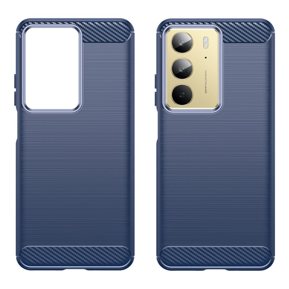 EIDERWOOD Realme C75 Brushed Carbon Fiber Flexibelt Plast Skal - Blå