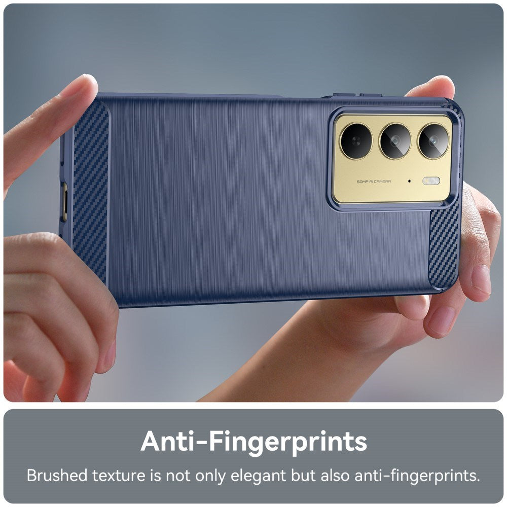 EIDERWOOD Realme C75 Brushed Carbon Fiber Flexibelt Plast Skal - Blå