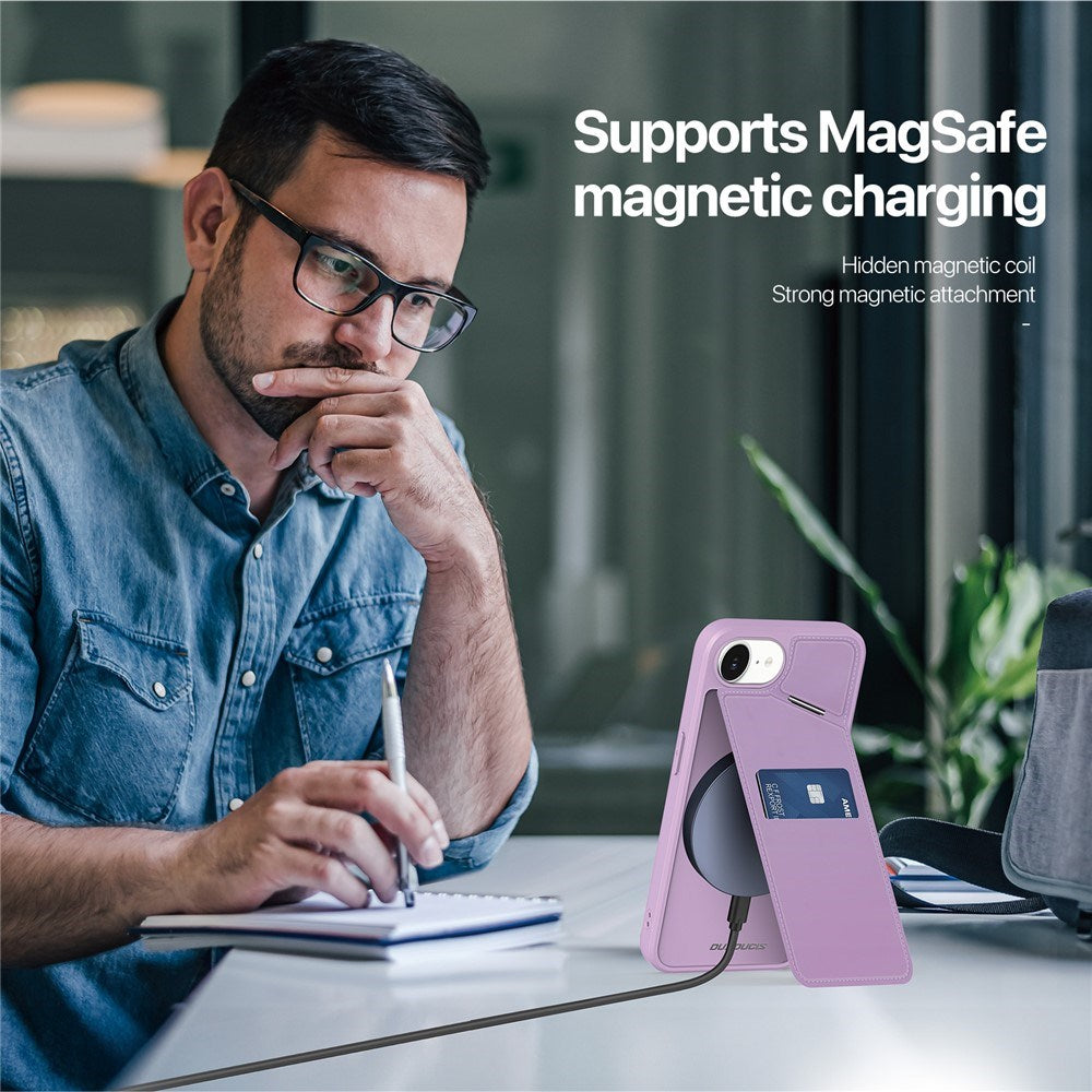 iPhone 17e / 16e DUX DUCIS Skal med Korthållare & RFID-Blockering - MagSafe Kompatibel - Lila