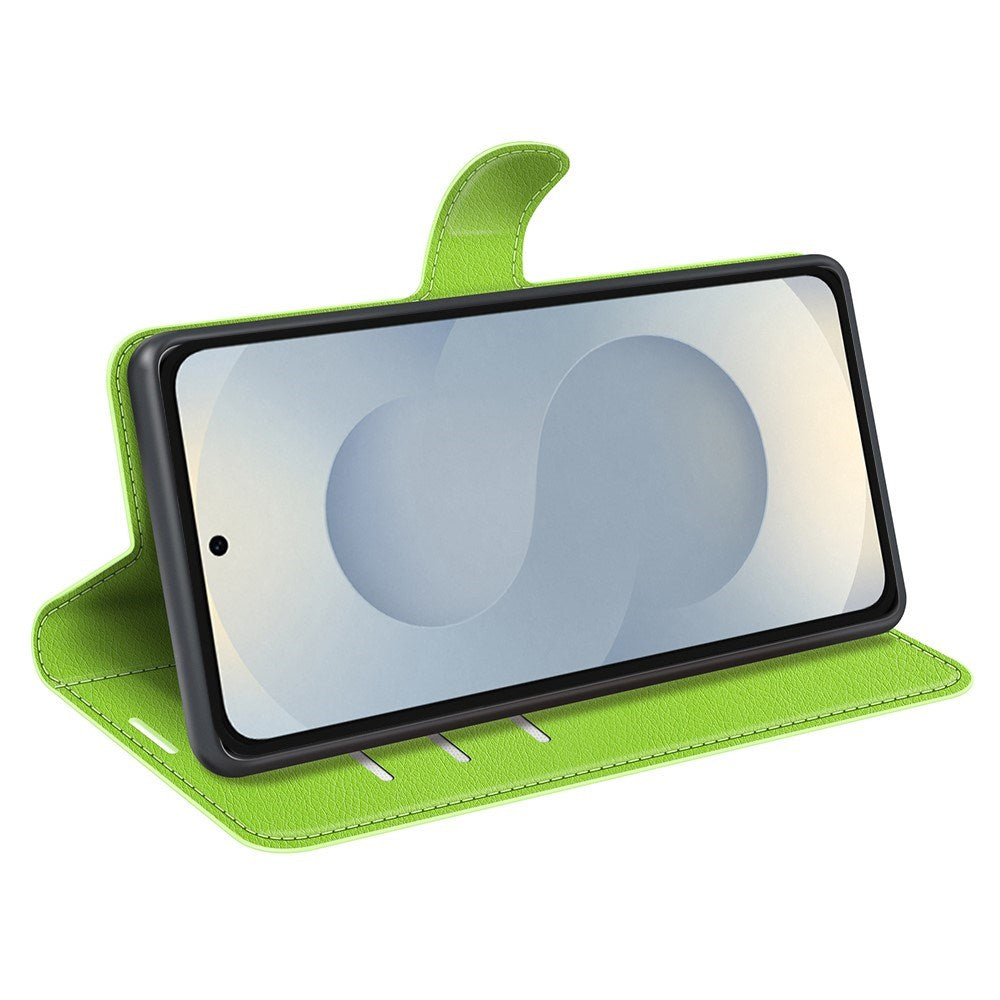 EIDERWOOD Samsung Galaxy S25 Edge Litchi Konstläder Fodral med Plånbok - Grön