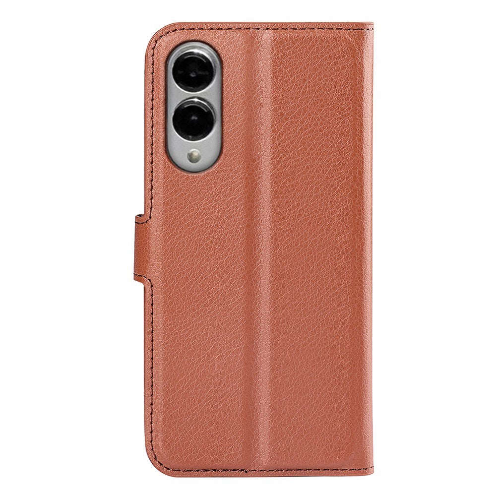 EIDERWOOD Samsung Galaxy S25 Edge Litchi Konstläder Fodral med Plånbok - Brun