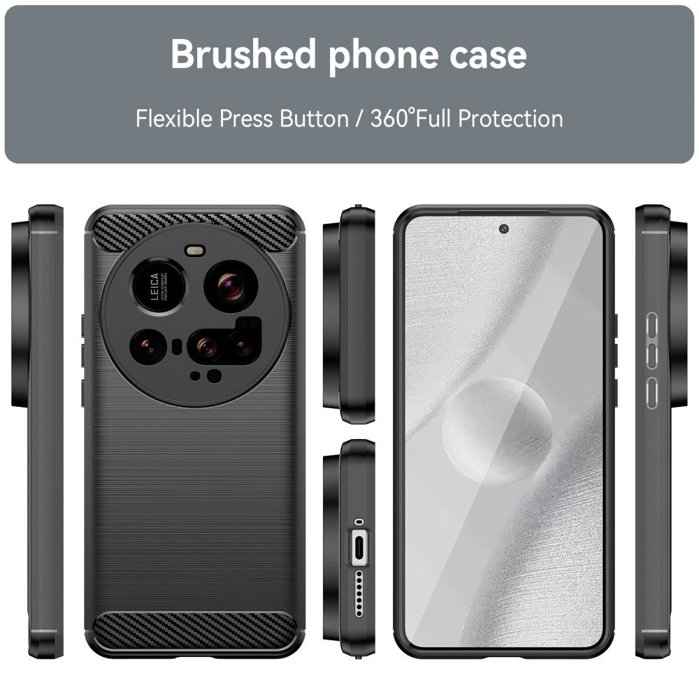 EIDERWOOD Xiaomi 15 Ultra Brushed Carbon Fiber Flexibelt Plast Skal - Svart