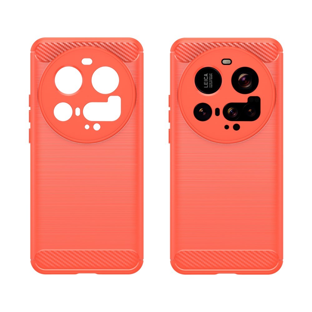 EIDERWOOD Xiaomi 15 Ultra Brushed Carbon Fiber Flexibelt Plast Skal - Röd