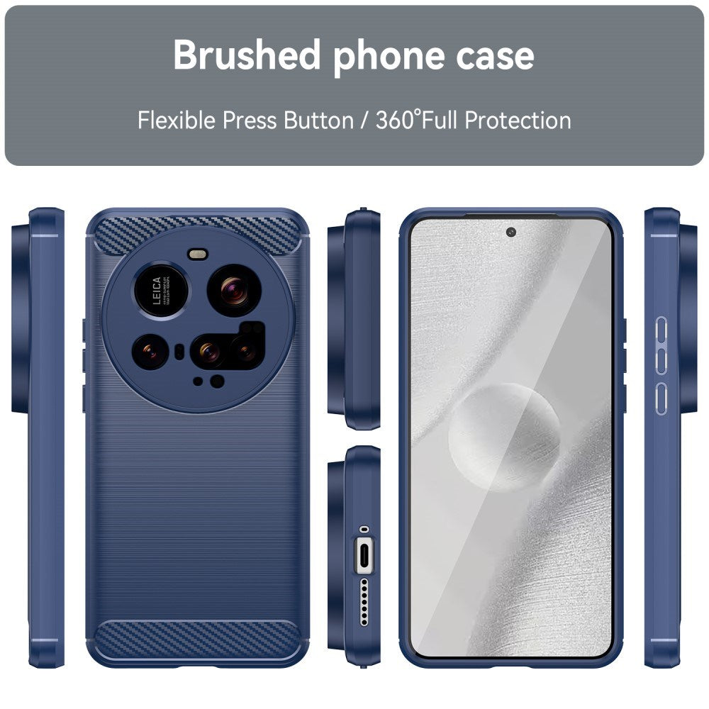 EIDERWOOD Xiaomi 15 Ultra Brushed Carbon Fiber Flexibelt Plast Skal - Blå