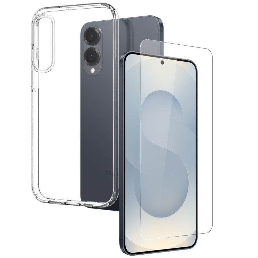 Samsung Galaxy S25 Edge 2-i-1 Flexibelt Plast Skal och Härdat Skyddsglas - Genomskinlig