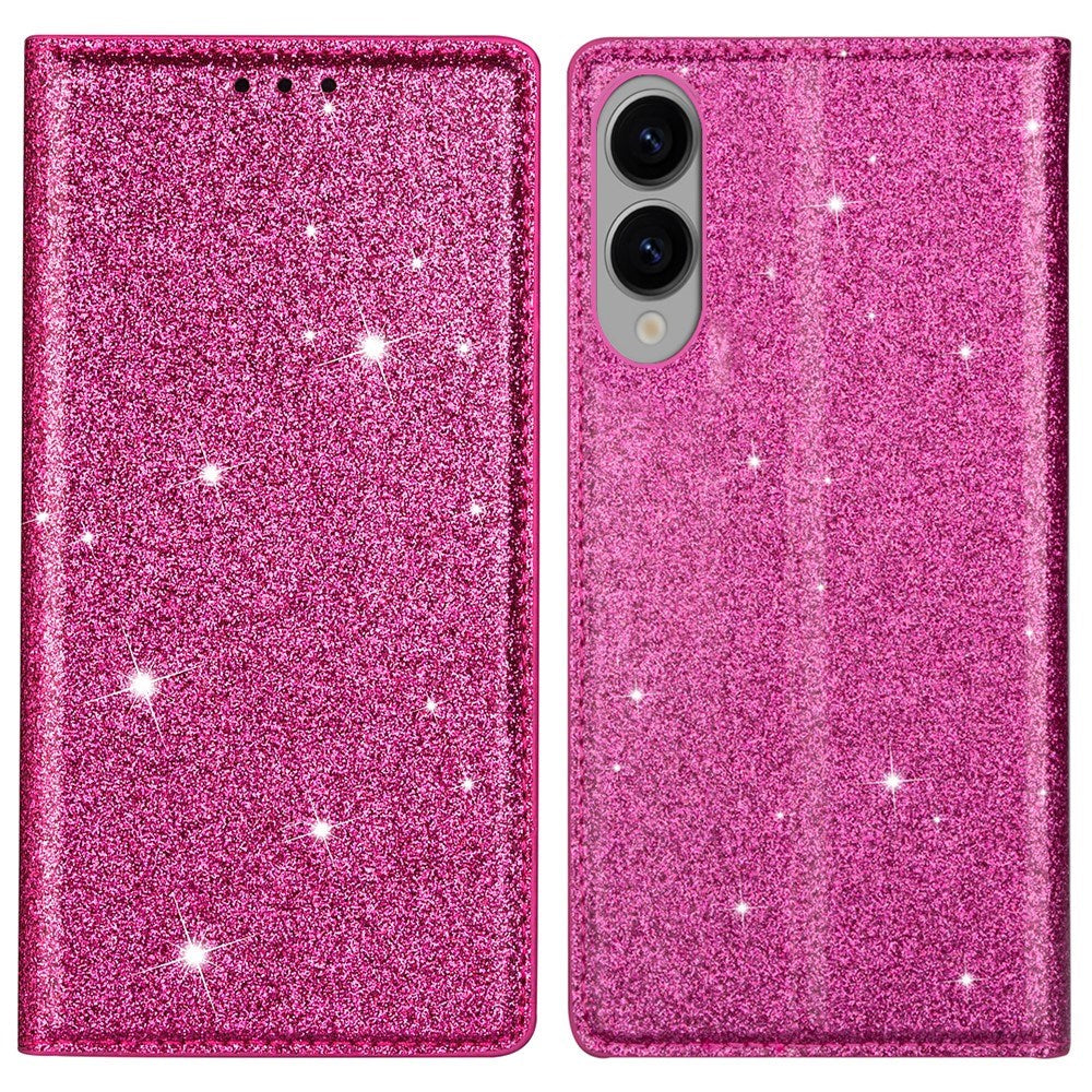 EIDERWOOD Samsung Galaxy S25 Edge Konstläder Flip Fodral med Plånbok - Glitter - Rosa