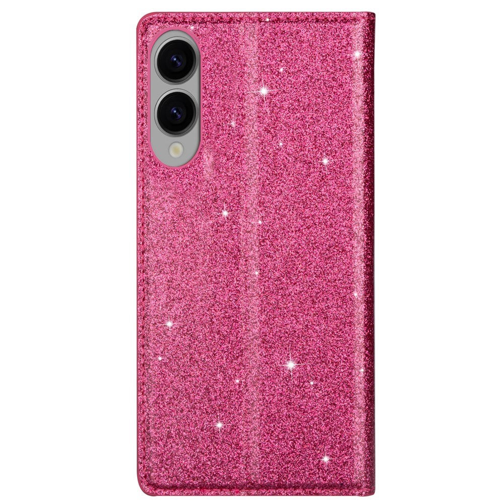 EIDERWOOD Samsung Galaxy S25 Edge Konstläder Flip Fodral med Plånbok - Glitter - Rosa