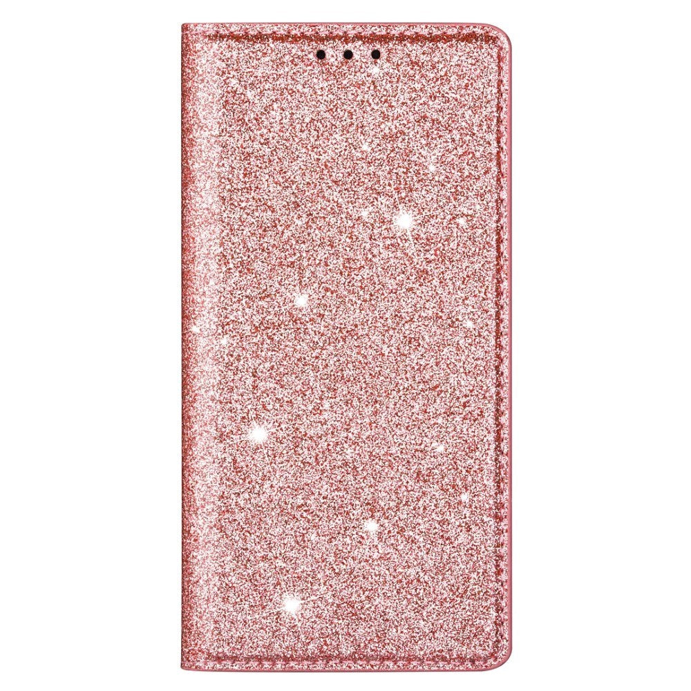 EIDERWOOD Samsung Galaxy S25 Edge Konstläder Flip Fodral med Plånbok - Glitter - Rose Gold