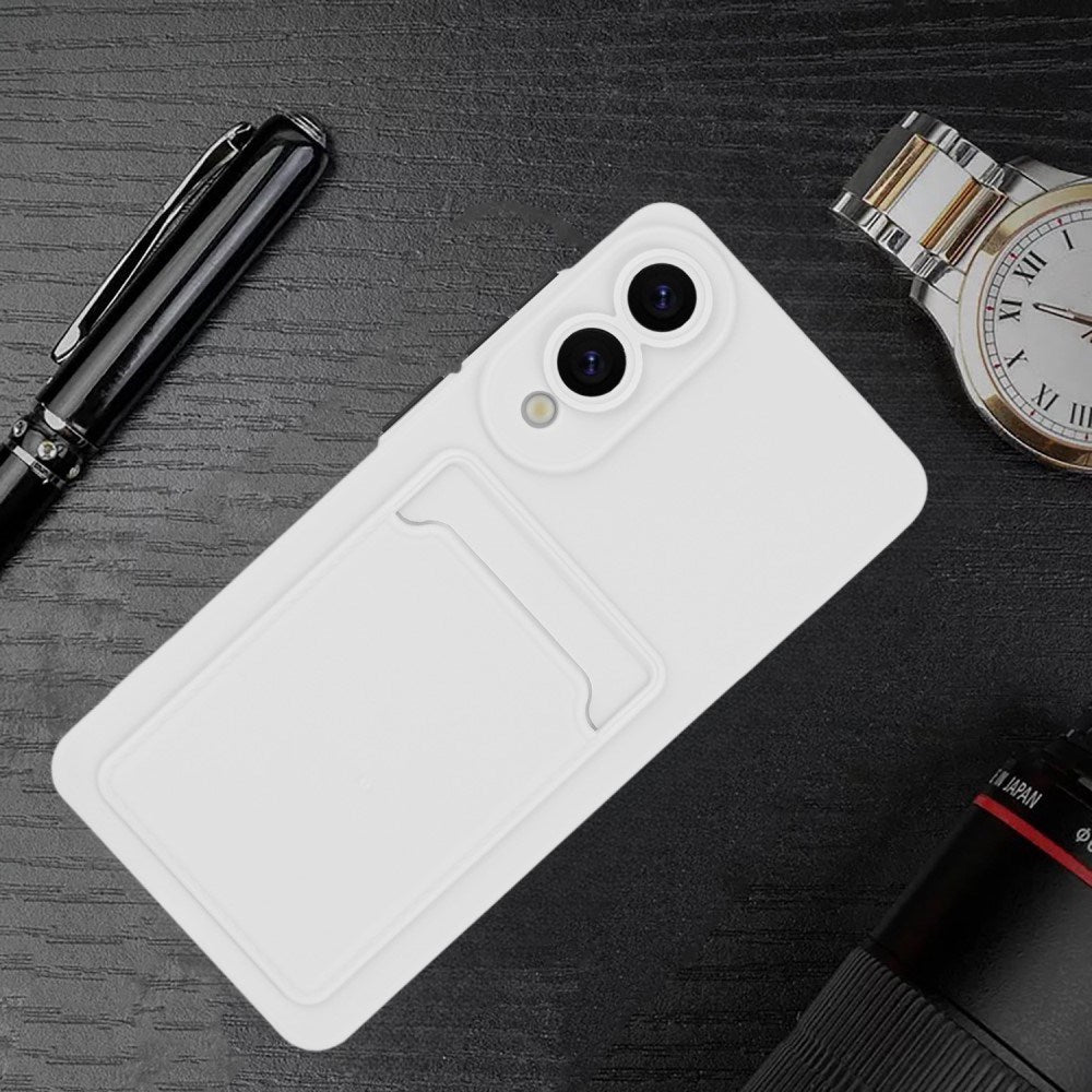 EIDERWOOD Samsung Galaxy S25 Edge Flexibelt Plast Skal med Korthållare - Vit