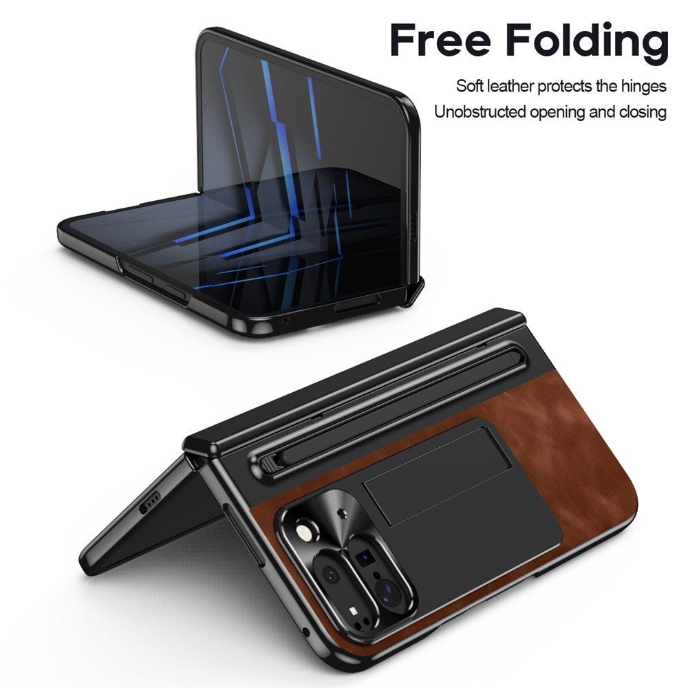 EIDERWOOD Google Pixel 10 Pro Fold Skal med Baksida i Konstläder - Kickstand - Stylushållare - Svart / Brun