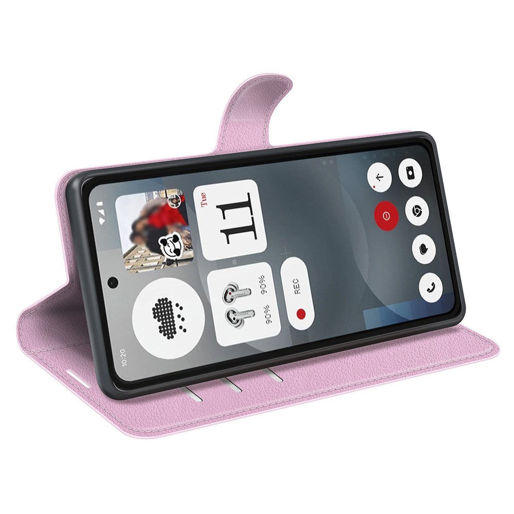 EIDERWOOD Nothing Phone (3a) Konstläder Fodral med Korthållare & Ställfunktion - Rosa