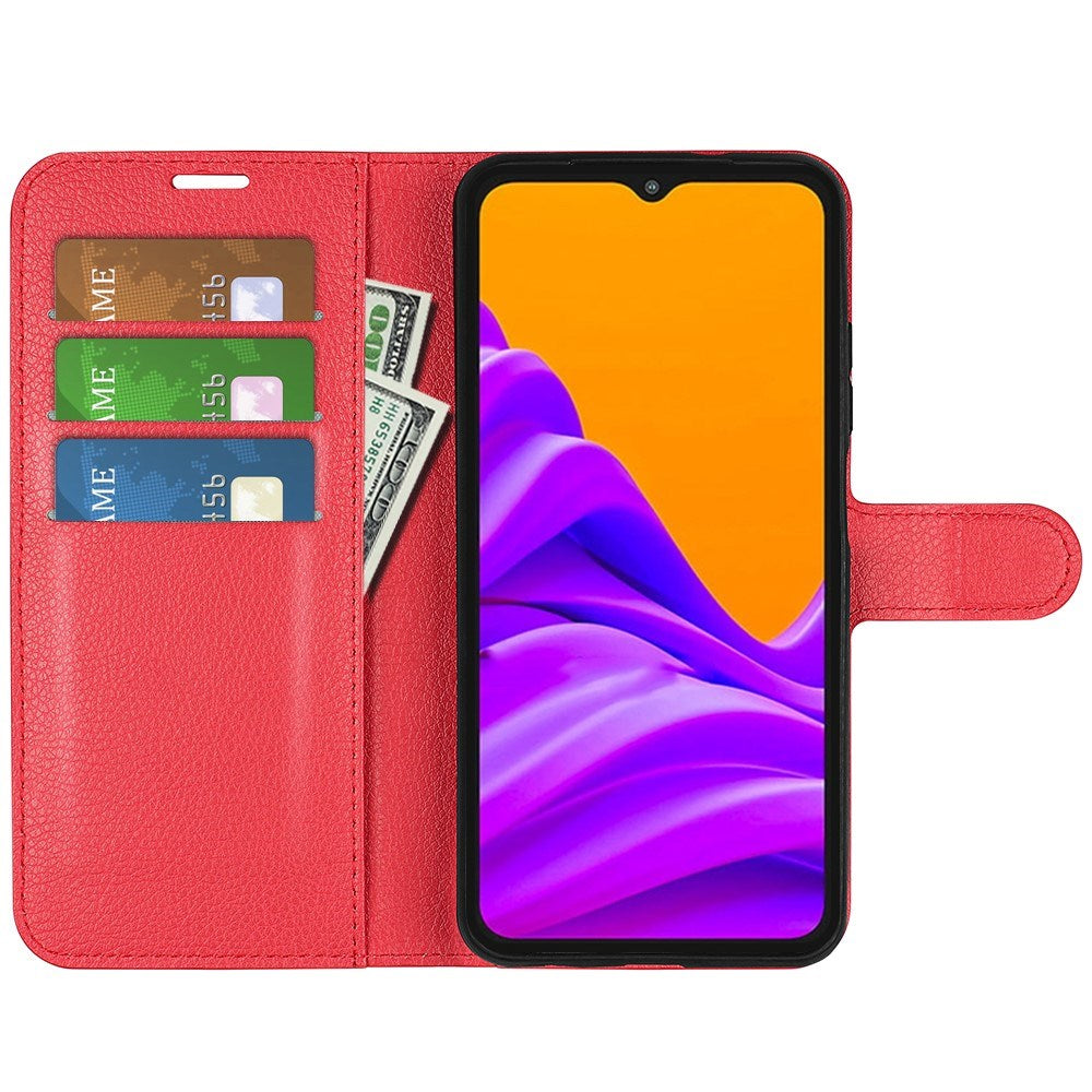 EIDERWOOD Samsung Galaxy Xcover 7 Pro Konstläder Flip Fodral m. Korthållare & Ställfunktion - Röd